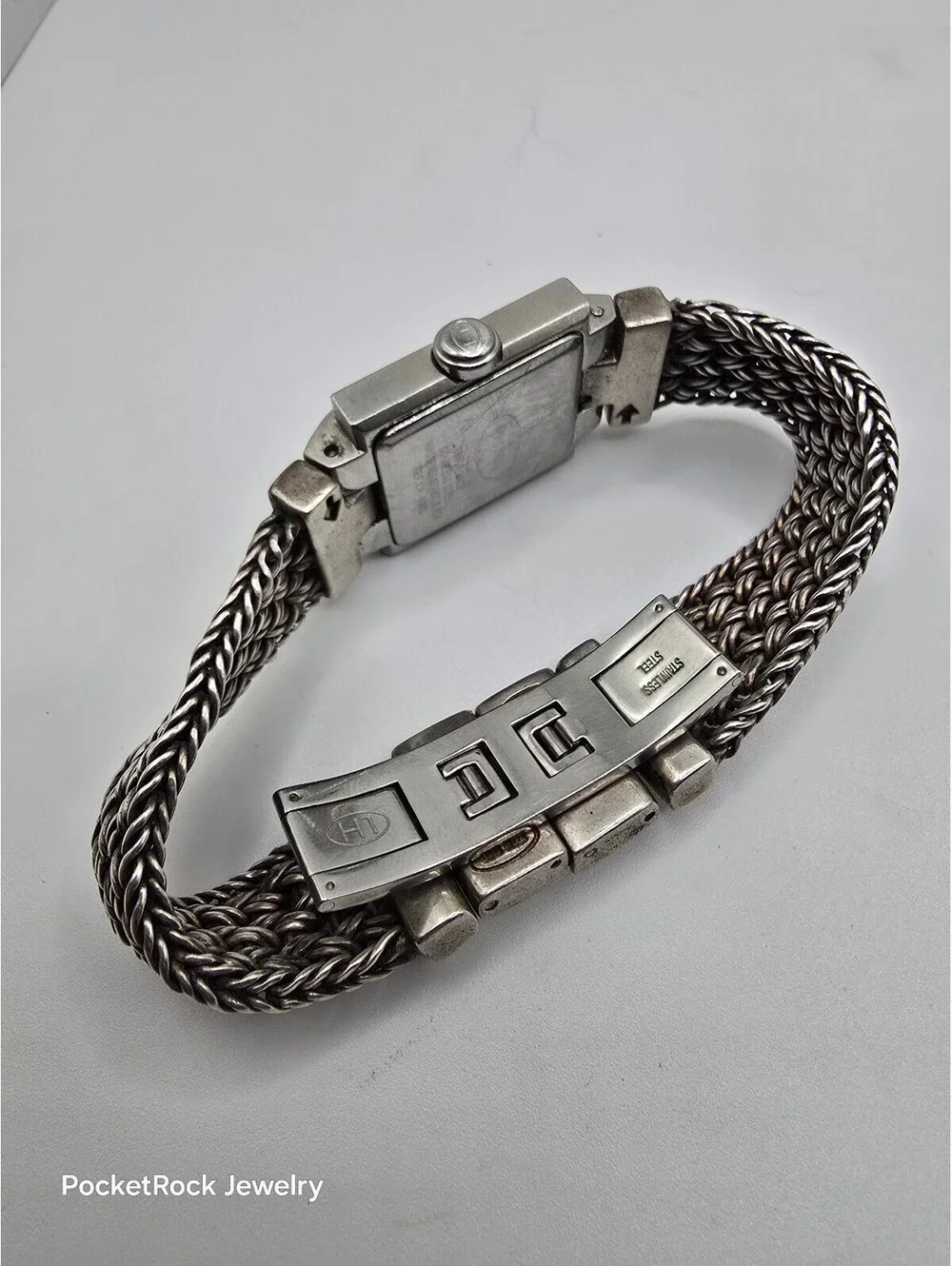 Lois Hill Women’s Swiss Made Quartz Rectangle Silver Dial 925 SILVER Bracelet
